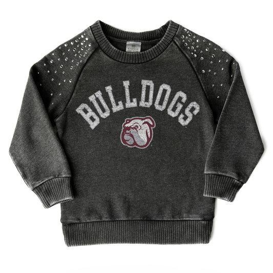 Girls Youth Gameday Couture  Charcoal Mississippi State Bulldogs Don't Blink Studded Long Sleeve T-Shirt