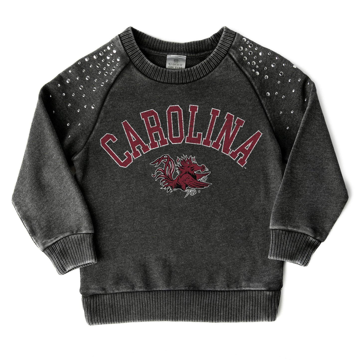 Girls Youth Gameday Couture  Charcoal South Carolina Gamecocks Don't Blink Studded Long Sleeve T-Shirt