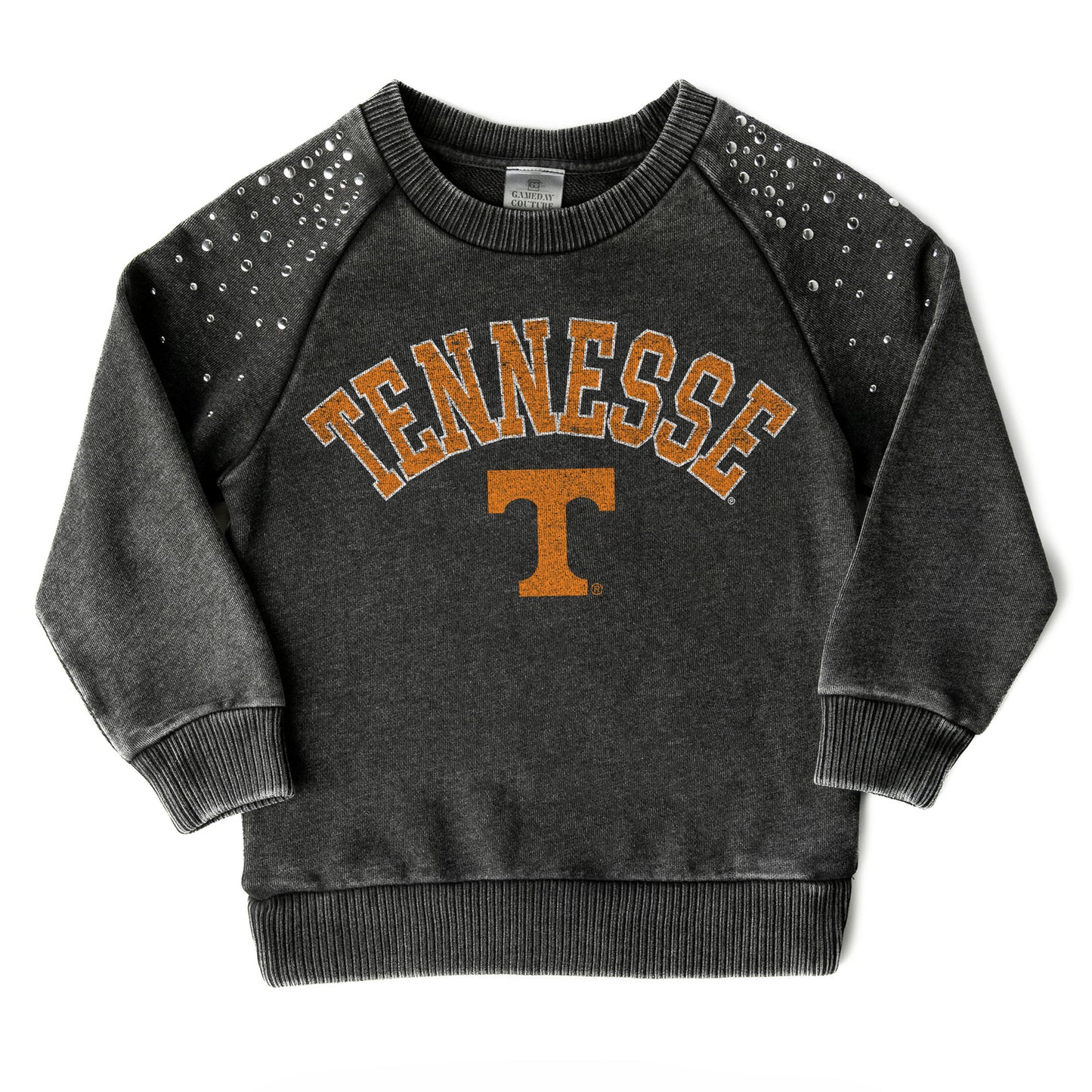 Girls Youth Gameday Couture  Charcoal Tennessee Volunteers Don't Blink Studded Long Sleeve T-Shirt