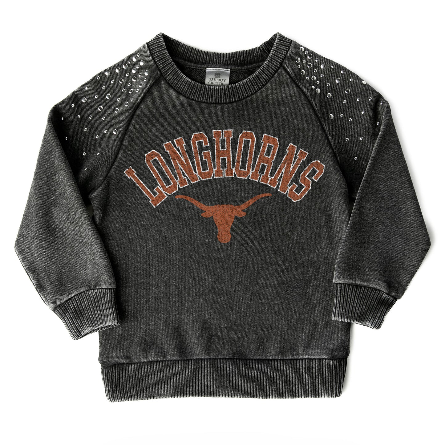 Girls Youth Gameday Couture  Charcoal Texas Longhorns Don't Blink Studded Long Sleeve T-Shirt