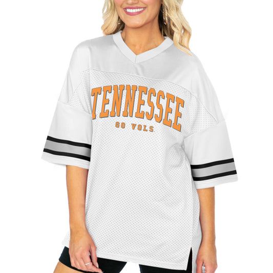 Women's Gameday Couture  White Tennessee Volunteers Option Play Oversized Mesh Fashion Jersey