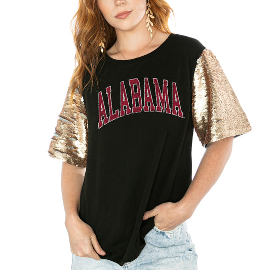 Women's Gameday Couture  Black Alabama Crimson Tide Shine On Heavyweight T-Shirt