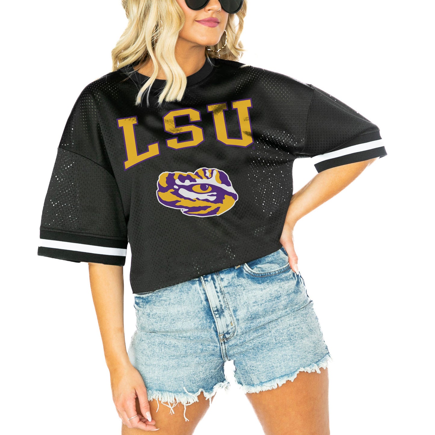 Women's Gameday Couture  Black LSU Tigers Game Face Fashion Jersey