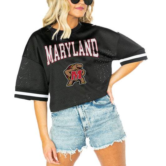 Women's Gameday Couture  Black Maryland Terrapins Game Face Fashion Jersey