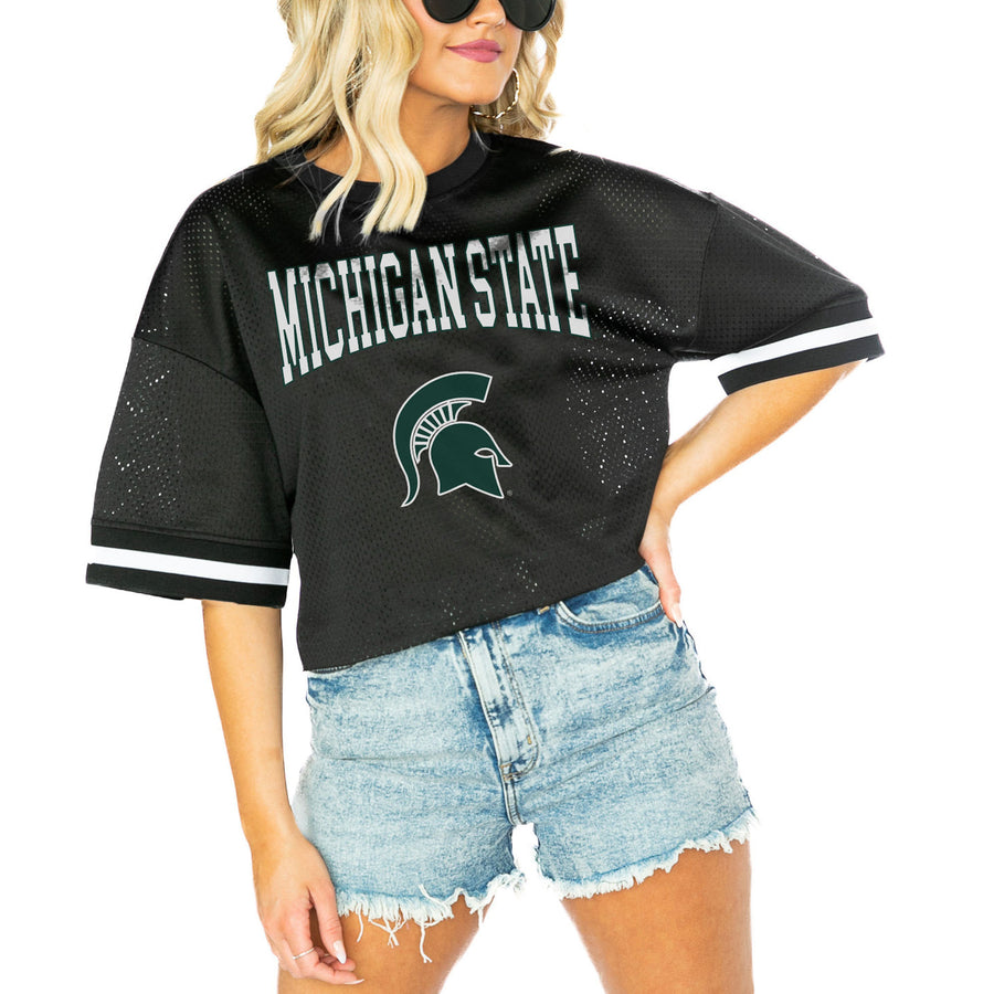 Women's Gameday Couture  Black Michigan State Spartans Game Face Fashion Jersey