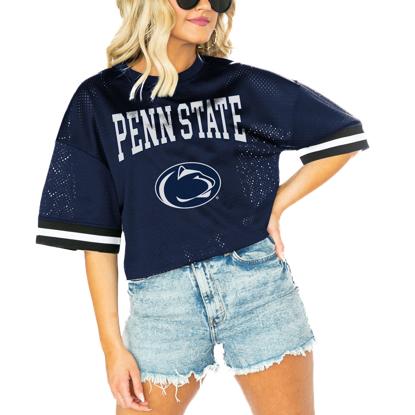 Women's Gameday Couture  Navy Penn State Nittany Lions Game Face Fashion Jersey