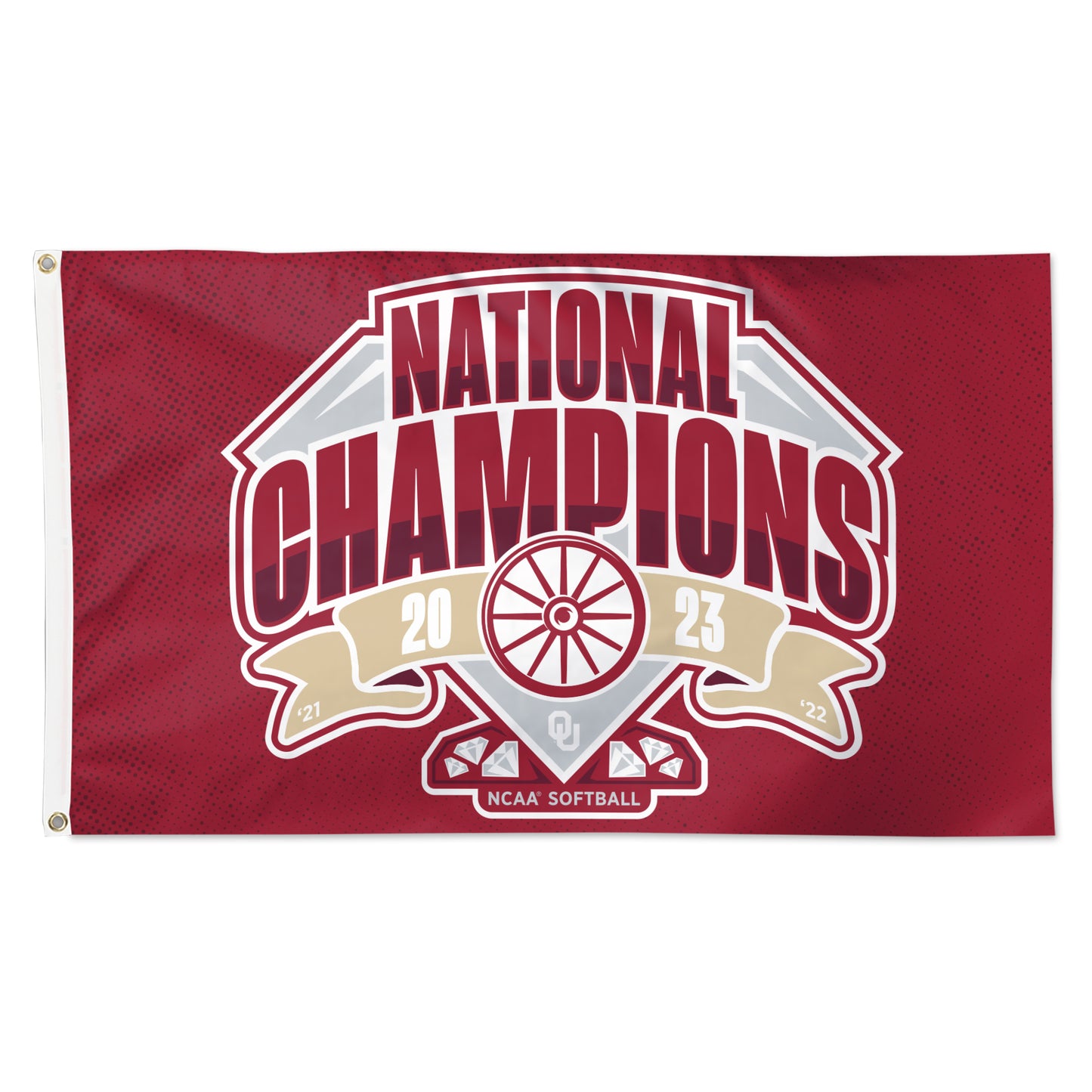 WinCraft  Oklahoma Sooners 2023 NCAA Softball Women's College World Series Champions Locker Room 3' x 5' On Field Single-Sided Deluxe Flag