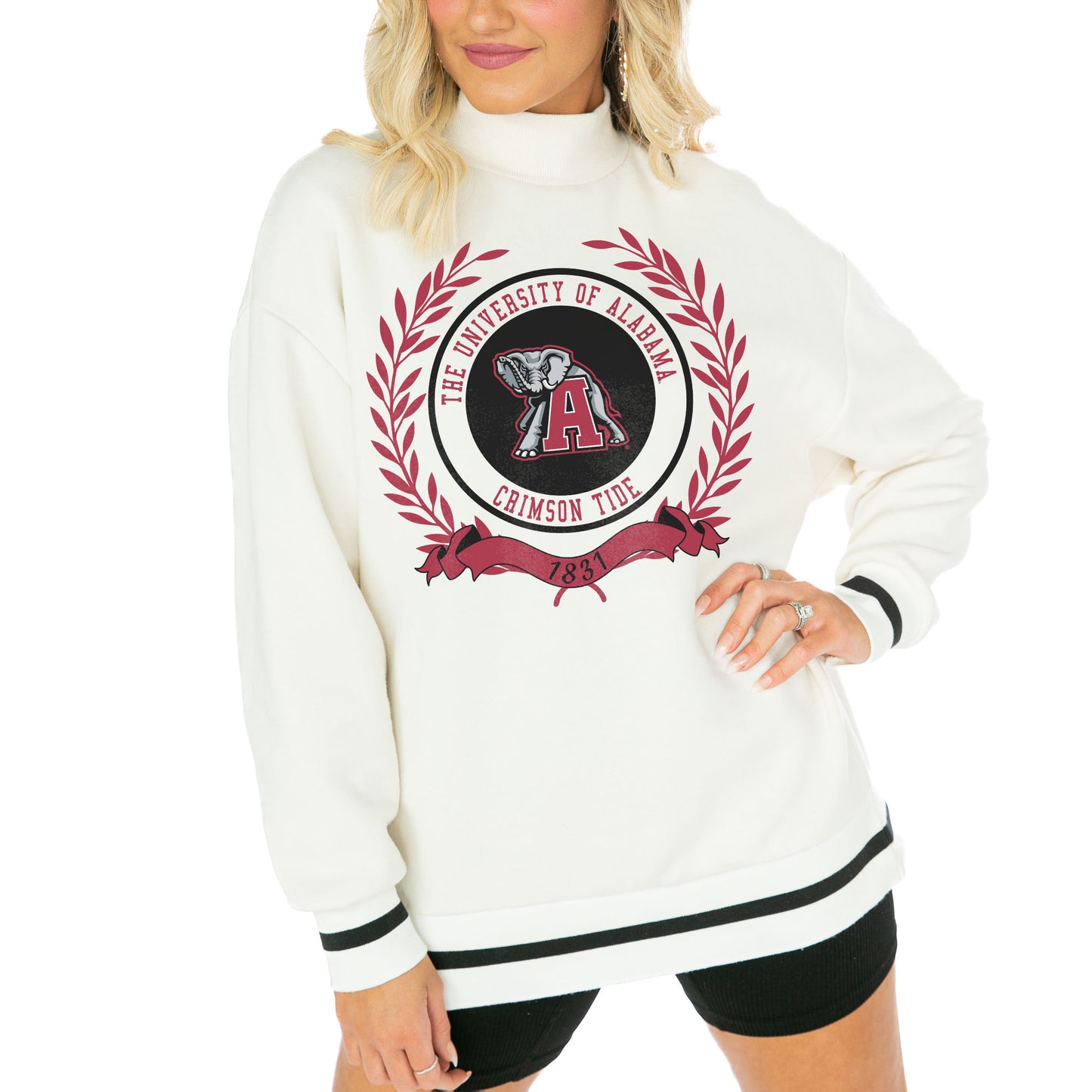 Women's Gameday Couture  White Alabama Crimson Tide Mock Neck Power Play Pullover Sweatshirt