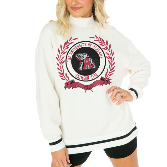 Women's Gameday Couture  White Alabama Crimson Tide Mock Neck Power Play Pullover Sweatshirt