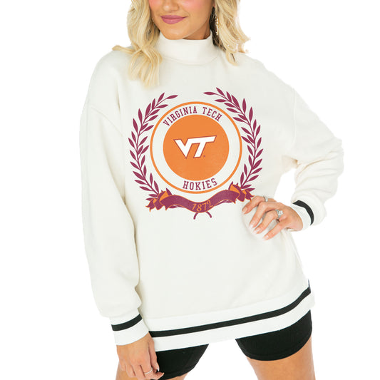 Women's Gameday Couture  White Virginia Tech Hokies Mock Neck Power Play Pullover Sweatshirt