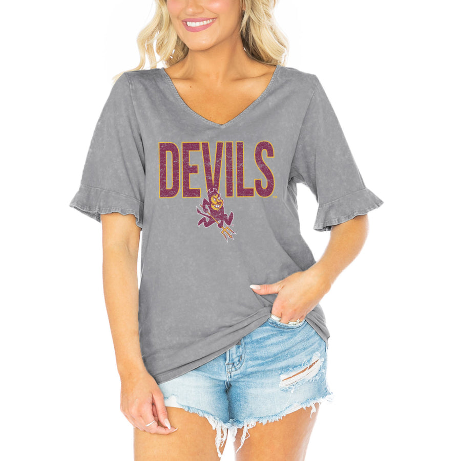 Women's Gameday Couture  Gray Arizona State Sun Devils Class Act V-Neck T-Shirt