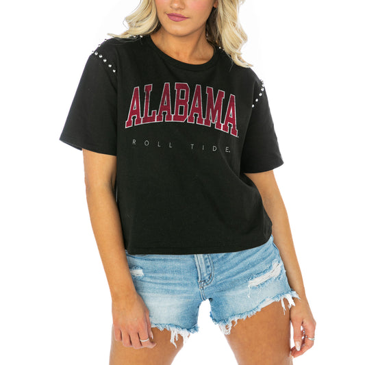 Women's Gameday Couture  Black Alabama Crimson Tide After Party Cropped T-Shirt