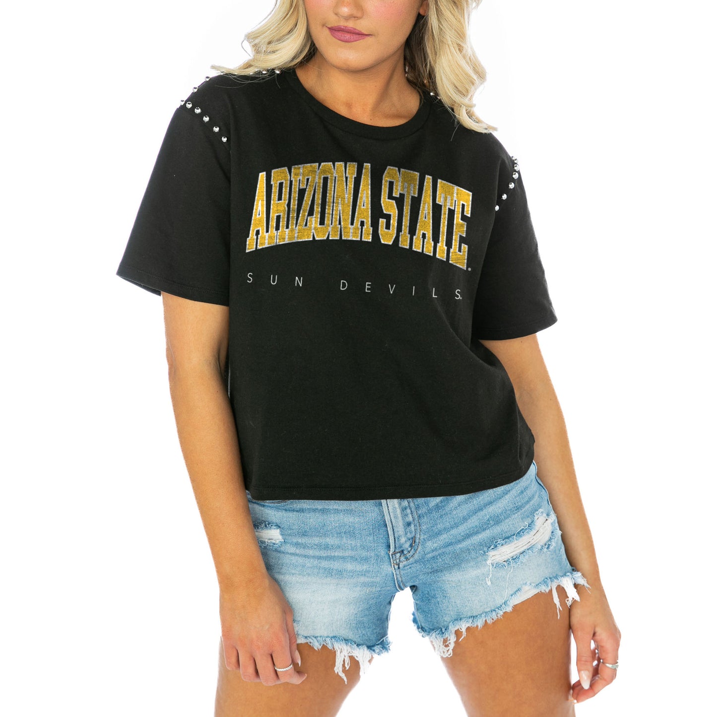 Women's Gameday Couture  Black Arizona State Sun Devils After Party Cropped T-Shirt