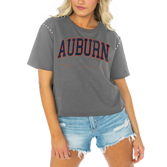 Women's Gameday Couture  Gray Auburn Tigers After Party Cropped T-Shirt