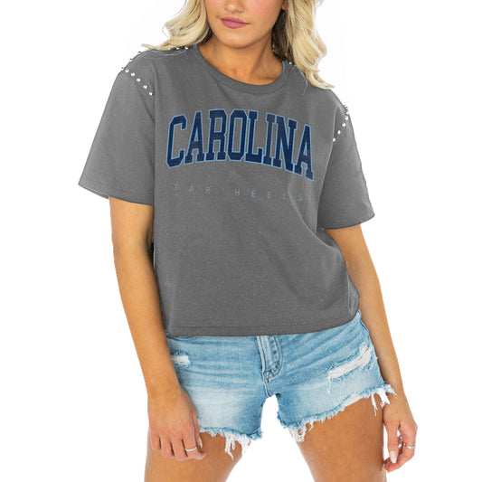 Women's Gameday Couture  Gray North Carolina Tar Heels After Party Cropped T-Shirt