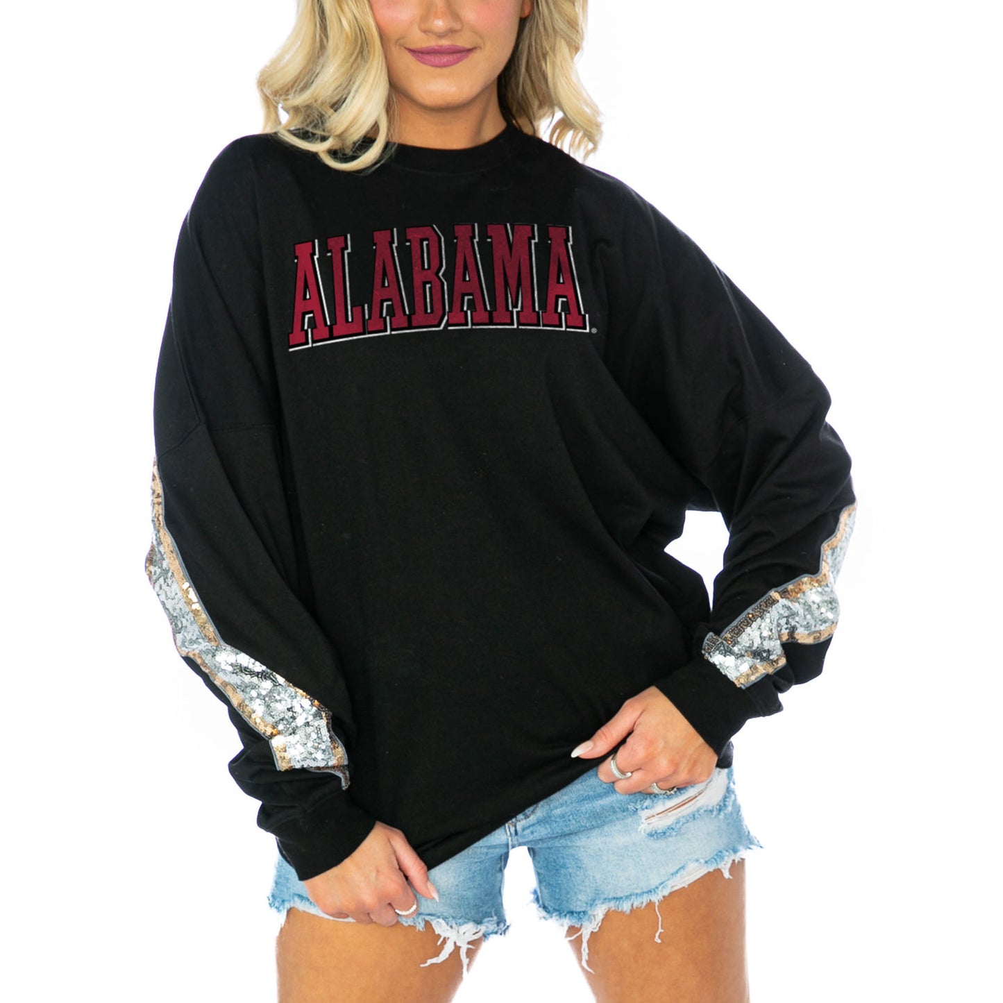 Women's Gameday Couture  Black Alabama Crimson Tide Guess Who's Back Long Sleeve T-Shirt