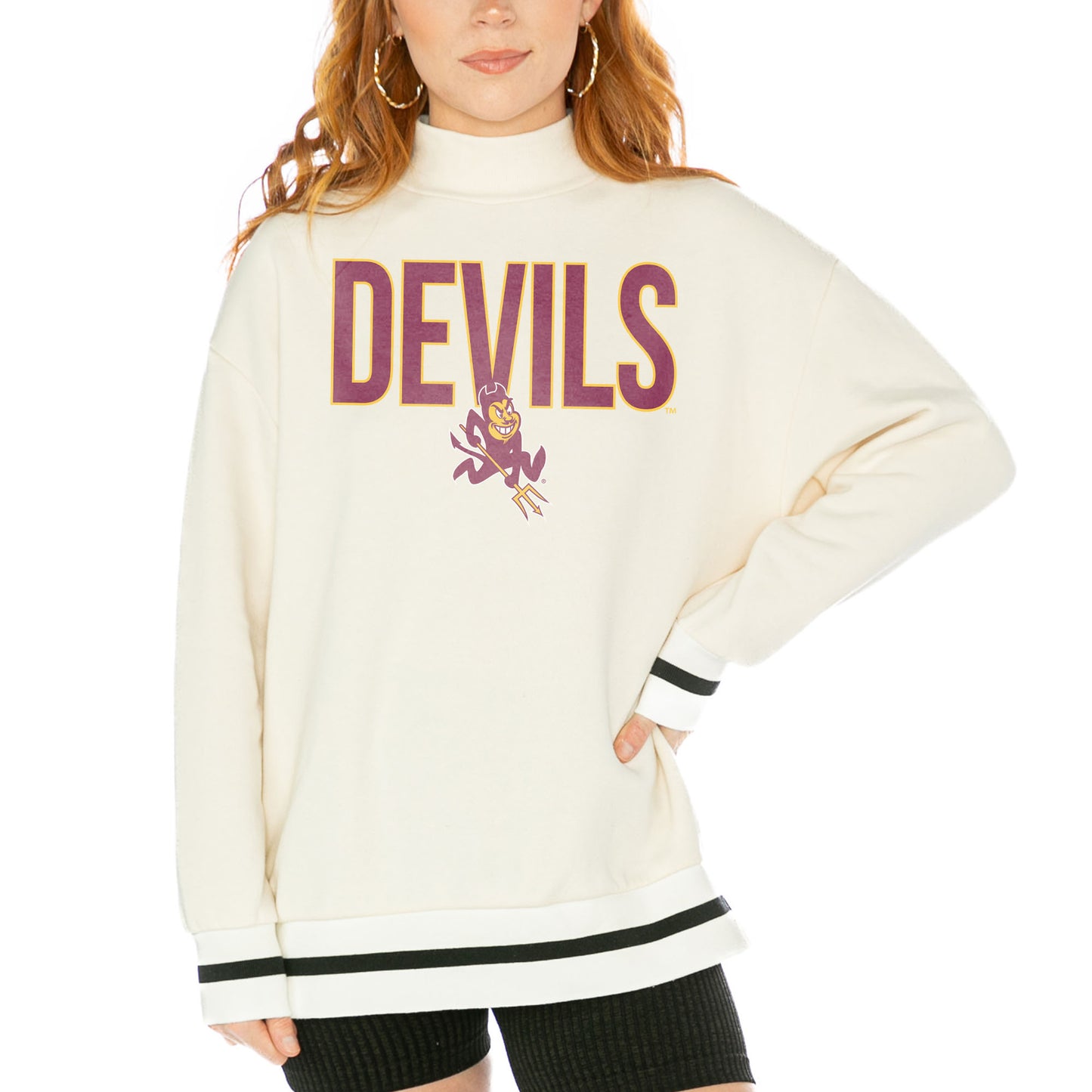 Women's Gameday Couture  White Arizona State Sun Devils Mock Neck Force Pullover Sweatshirt