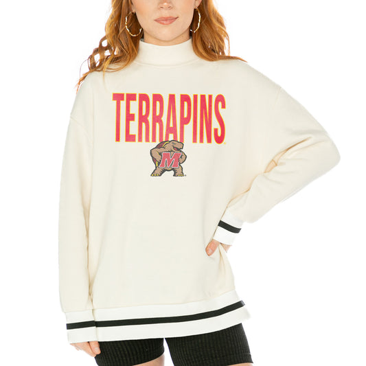 Women's Gameday Couture  White Maryland Terrapins Mock Neck Force Pullover Sweatshirt