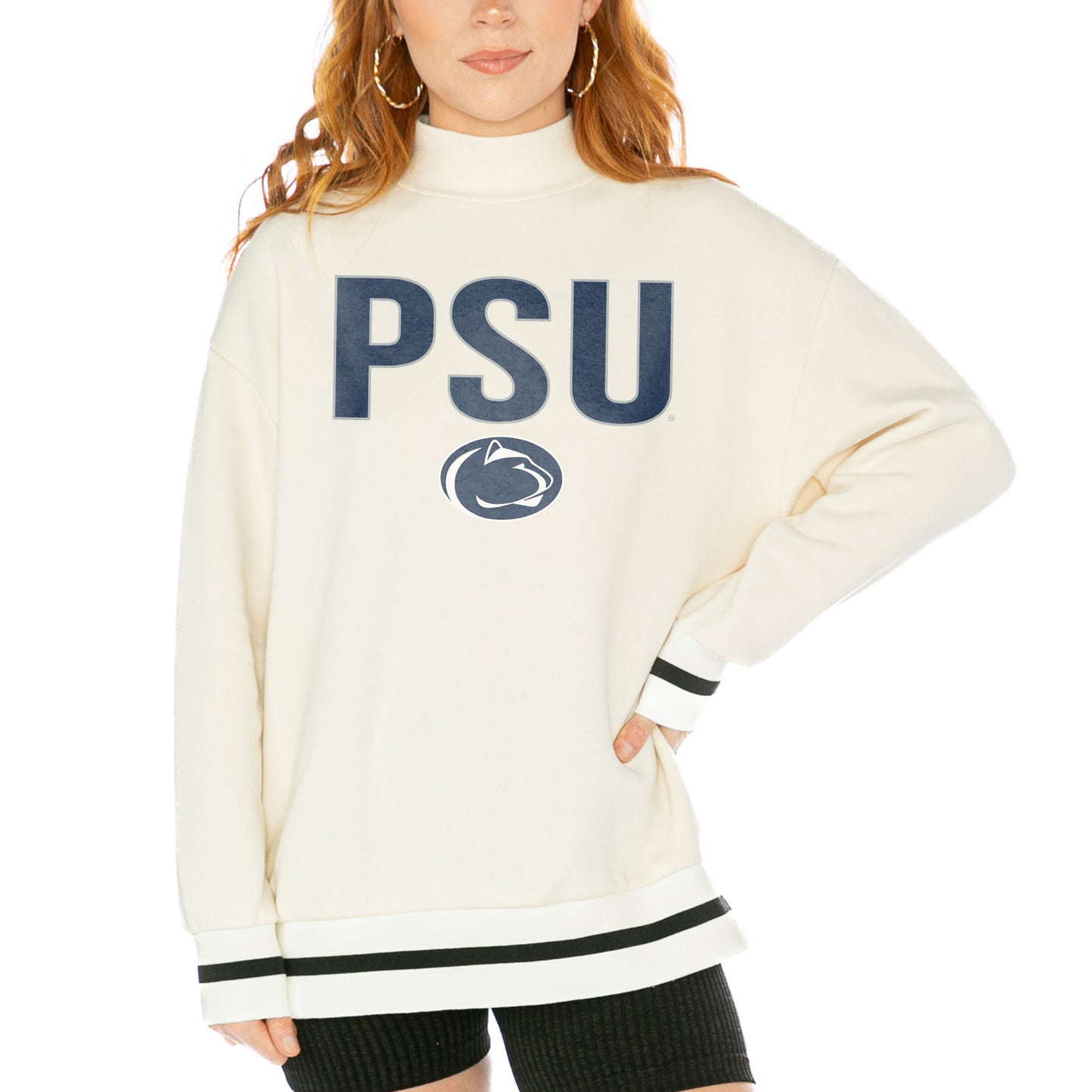 Women's Gameday Couture  White Penn State Nittany Lions Mock Neck Force Pullover Sweatshirt