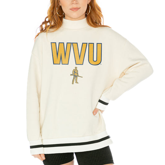 Women's Gameday Couture  White West Virginia Mountaineers Mock Neck Force Pullover Sweatshirt