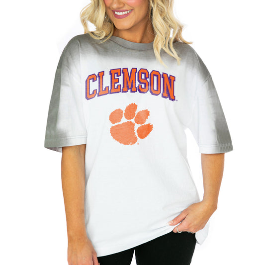 Women's Gameday Couture  White Clemson Tigers Interception Oversized T-Shirt