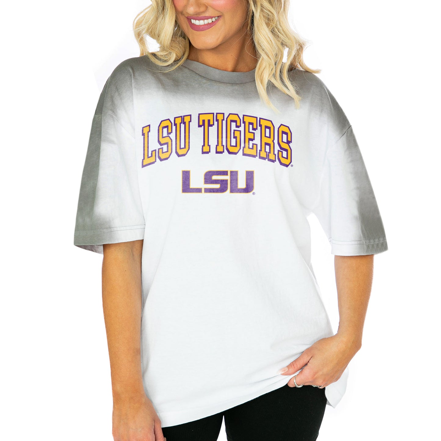 Women's Gameday Couture  White LSU Tigers Interception Oversized T-Shirt