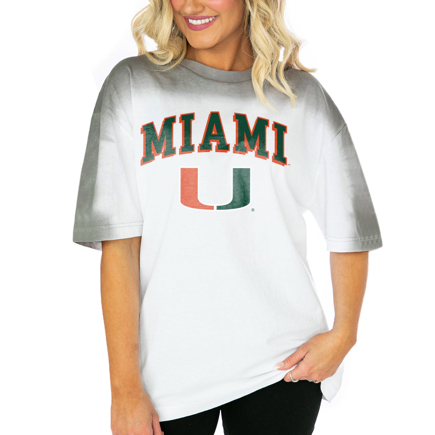 Women's Gameday Couture  White Miami Hurricanes Interception Oversized T-Shirt