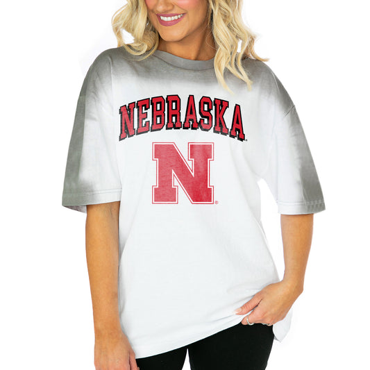 Women's Gameday Couture  White Nebraska Huskers Interception Oversized T-Shirt