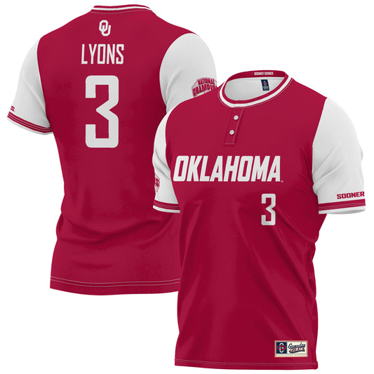 Unisex GameDay Greats Grace Lyons Crimson Oklahoma Sooners 2023 NCAA Softball Women's College World Series Champions NIL Lightweight Replica Player Jersey