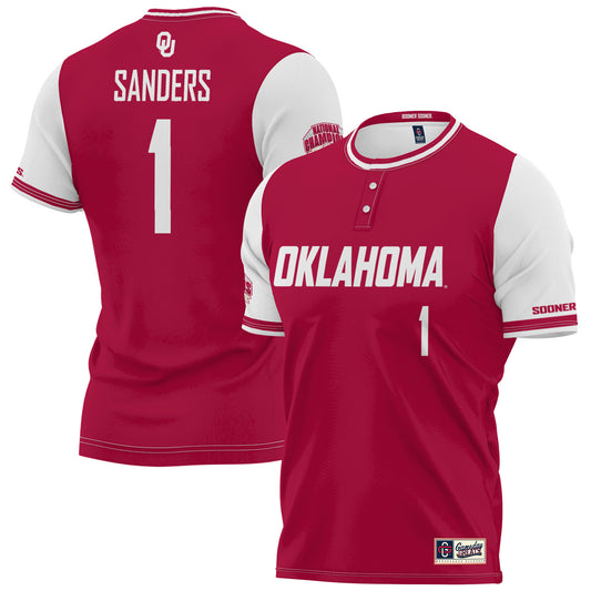 Unisex GameDay Greats Cydney Sanders Crimson Oklahoma Sooners 2023 NCAA Softball Women's College World Series Champions NIL Lightweight Replica Player Jersey