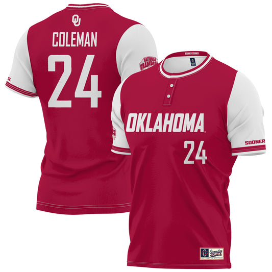 Youth GameDay Greats Jayda Coleman Crimson Oklahoma Sooners 2023 NCAA Softball Women's College World Series Champions NIL Lightweight Replica Player Jersey