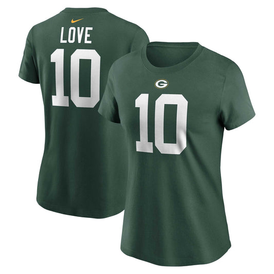 Women's Nike Jordan Love Green Green Bay Packers Player Name & Number T-Shirt