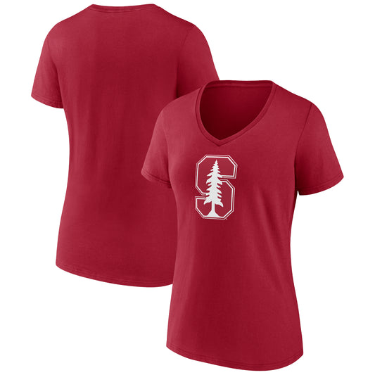 Women's Fanatics Cardinal Stanford Cardinal Evergreen Logo V-Neck T-Shirt