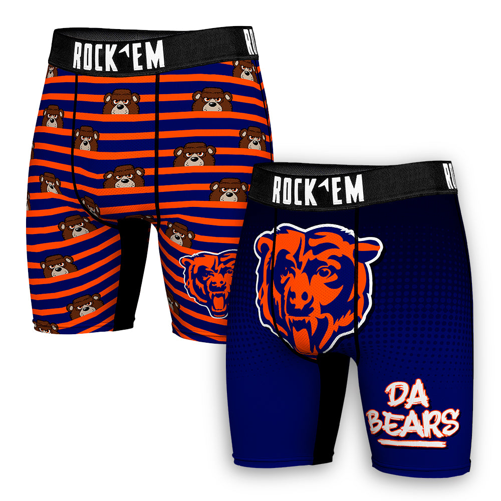 Men's Rock Em Socks  Navy Chicago Bears Two-Pack Mascot Slogan Boxer Briefs