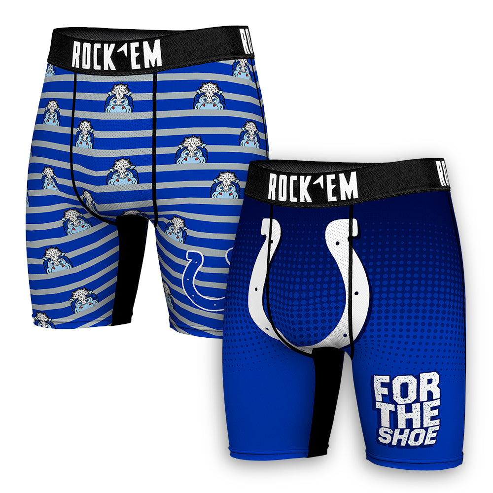 Men's Rock Em Socks Royal Indianapolis Colts Two-Pack Mascot Slogan Boxer Briefs