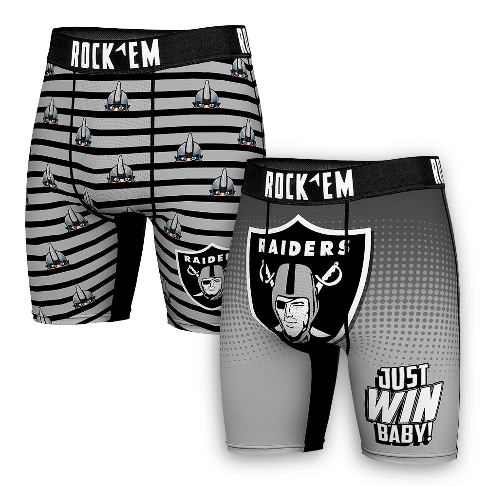 Men's Rock Em Socks  Silver Las Vegas Raiders Two-Pack Mascot Slogan Boxer Briefs