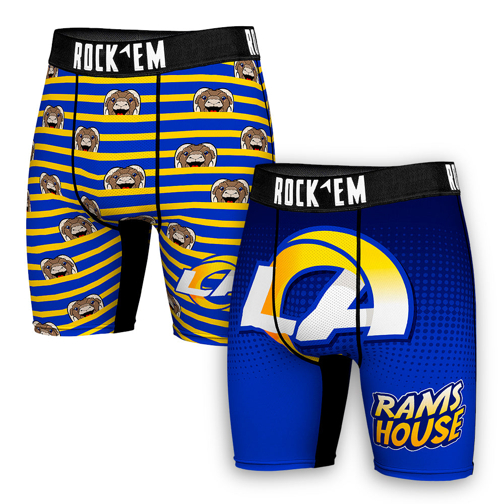 Men's Rock Em Socks Royal Los Angeles Rams Two-Pack Mascot Slogan Boxer Briefs