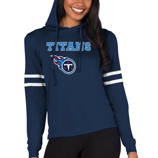 Women's Concepts Sport  Navy Tennessee Titans Marathon Lightweight Lounge Pullover Hoodie