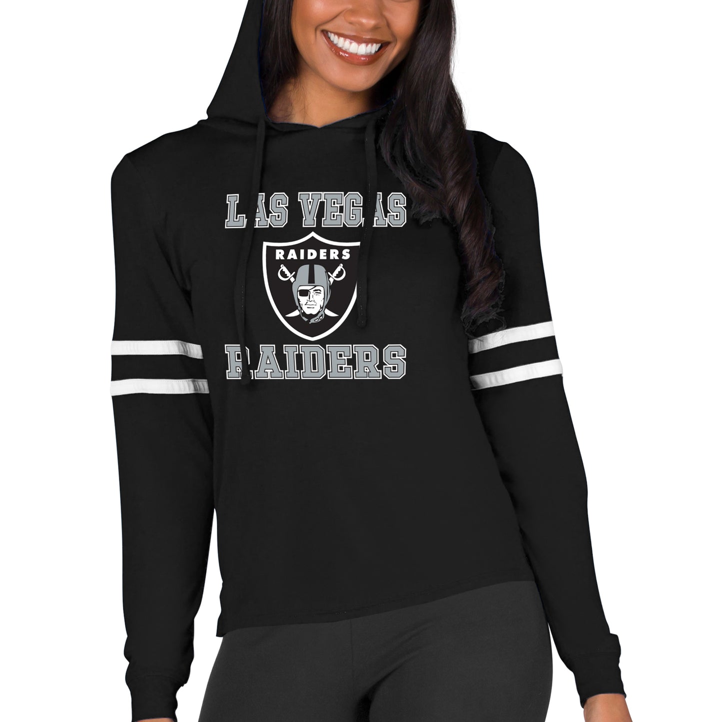 Women's Concepts Sport  Black Las Vegas Raiders Marathon Lightweight Lounge Pullover Hoodie