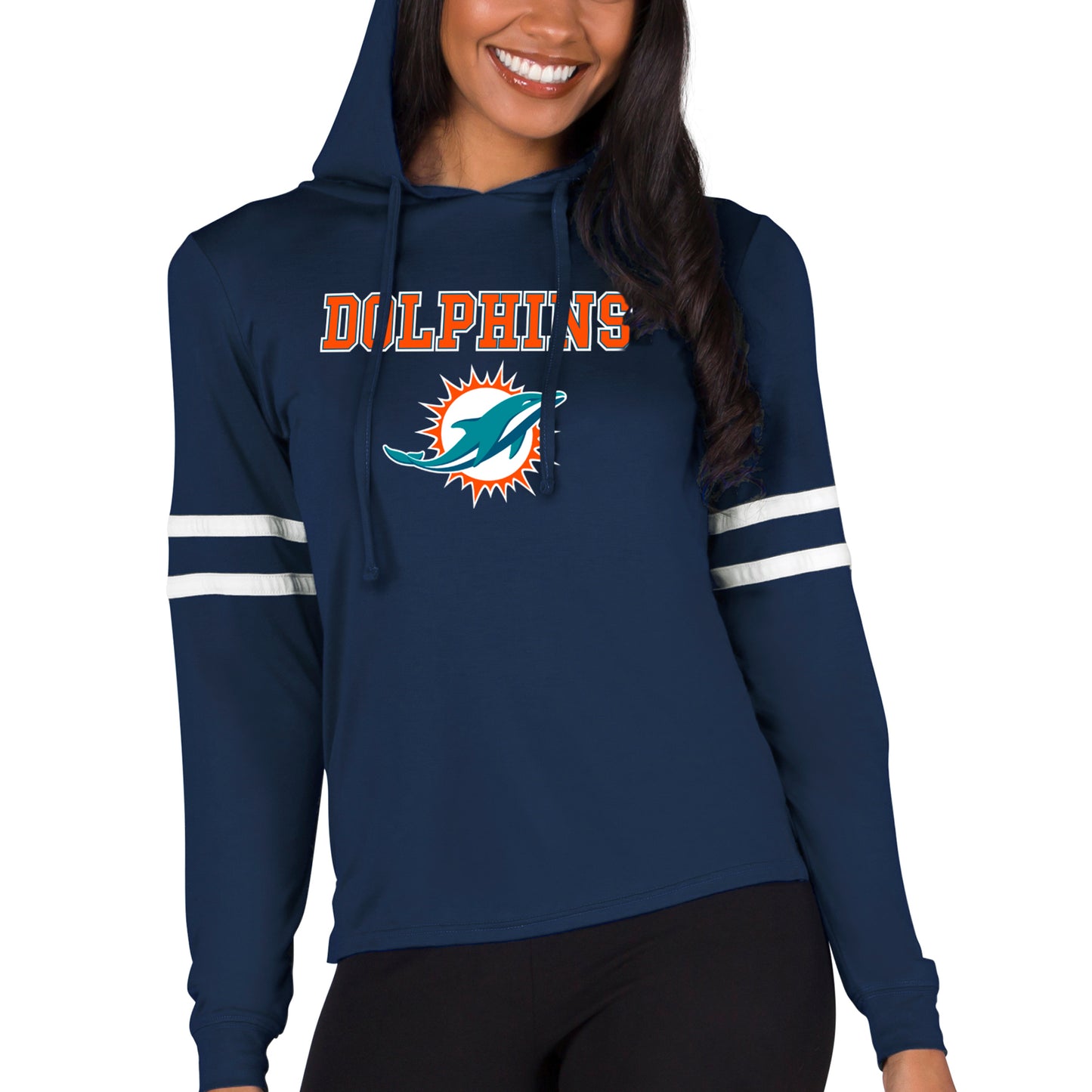 Women's Concepts Sport  Navy Miami Dolphins Marathon Lightweight Lounge Pullover Hoodie