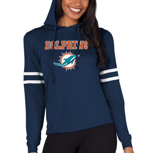 Women's Concepts Sport  Navy Miami Dolphins Marathon Lightweight Lounge Pullover Hoodie