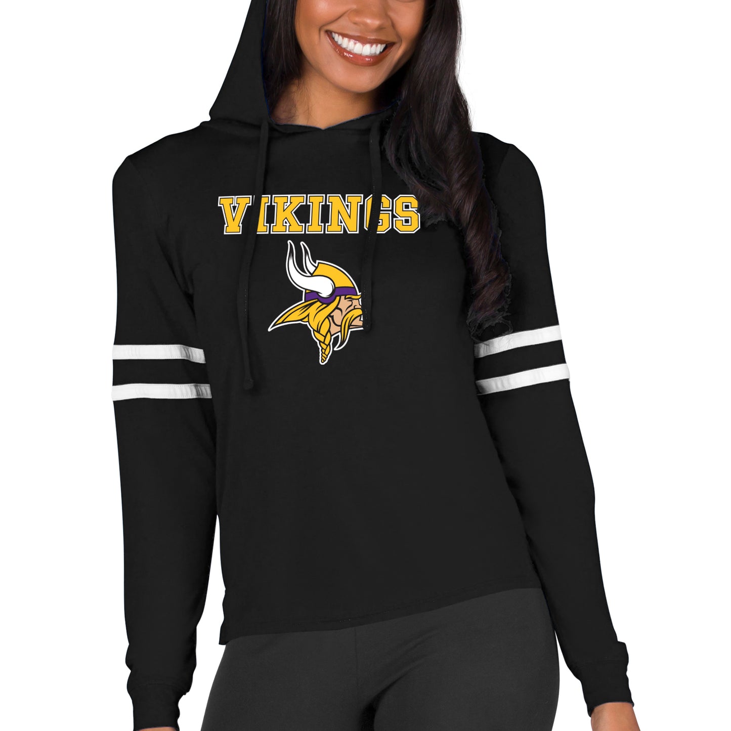 Women's Concepts Sport  Black Minnesota Vikings Marathon Lightweight Lounge Pullover Hoodie