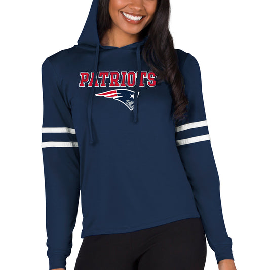 Women's Concepts Sport  Navy New England Patriots Marathon Lightweight Lounge Pullover Hoodie