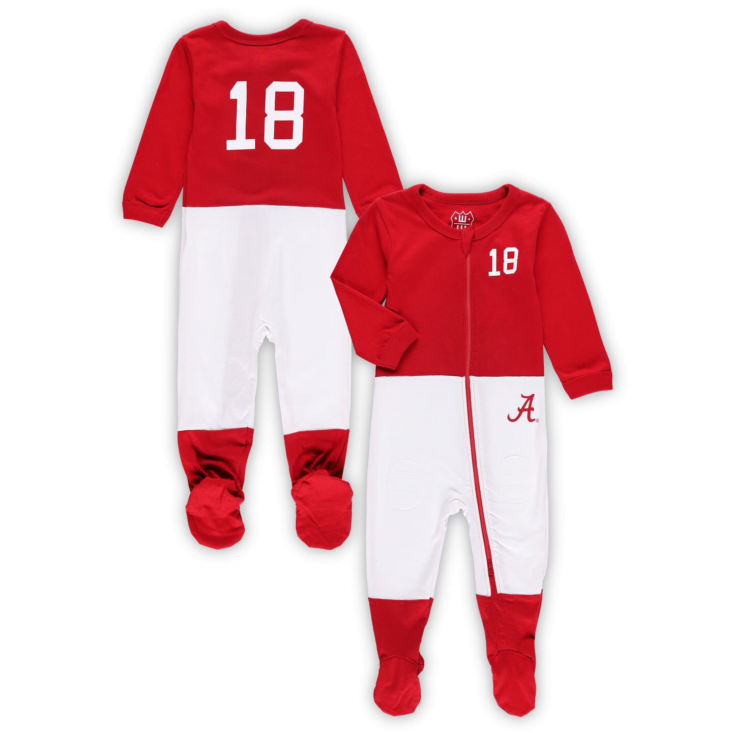 Infant Wes & Willy Crimson Alabama Crimson Tide Football Uniform Full-Zip Footed Jumper