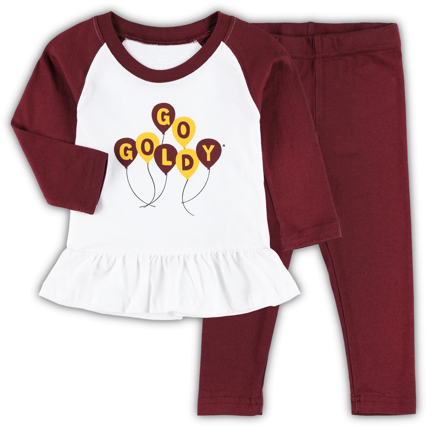 Girls Infant Wes & Willy Maroon/White Minnesota Golden Gophers Balloon Raglan 3/4-Sleeve T-Shirt & Leggings Set