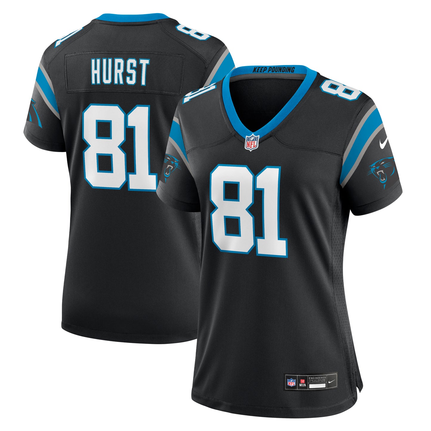 Women's Nike Hayden Hurst Black Carolina Panthers Team Game Jersey