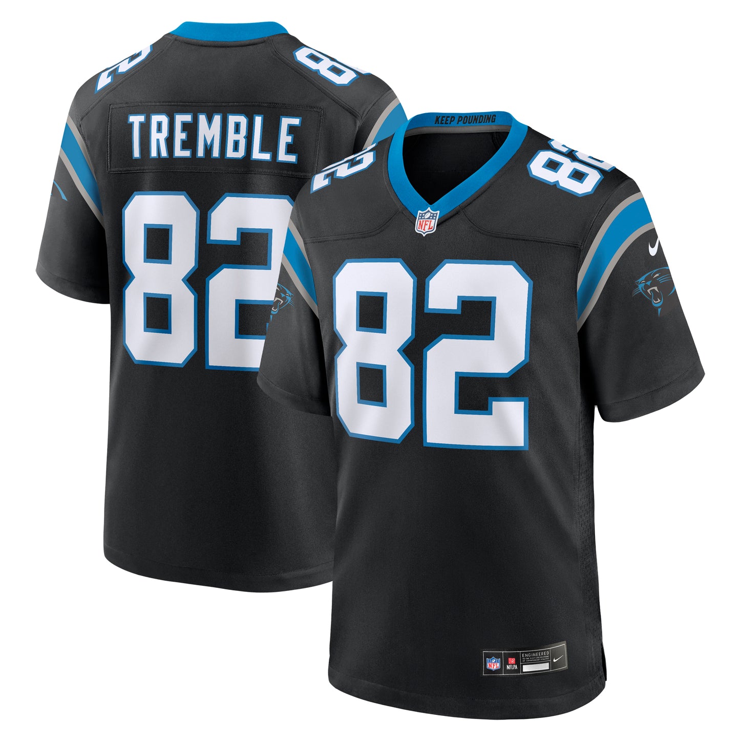 Men's Nike Tommy Tremble Black Carolina Panthers Team Game Jersey