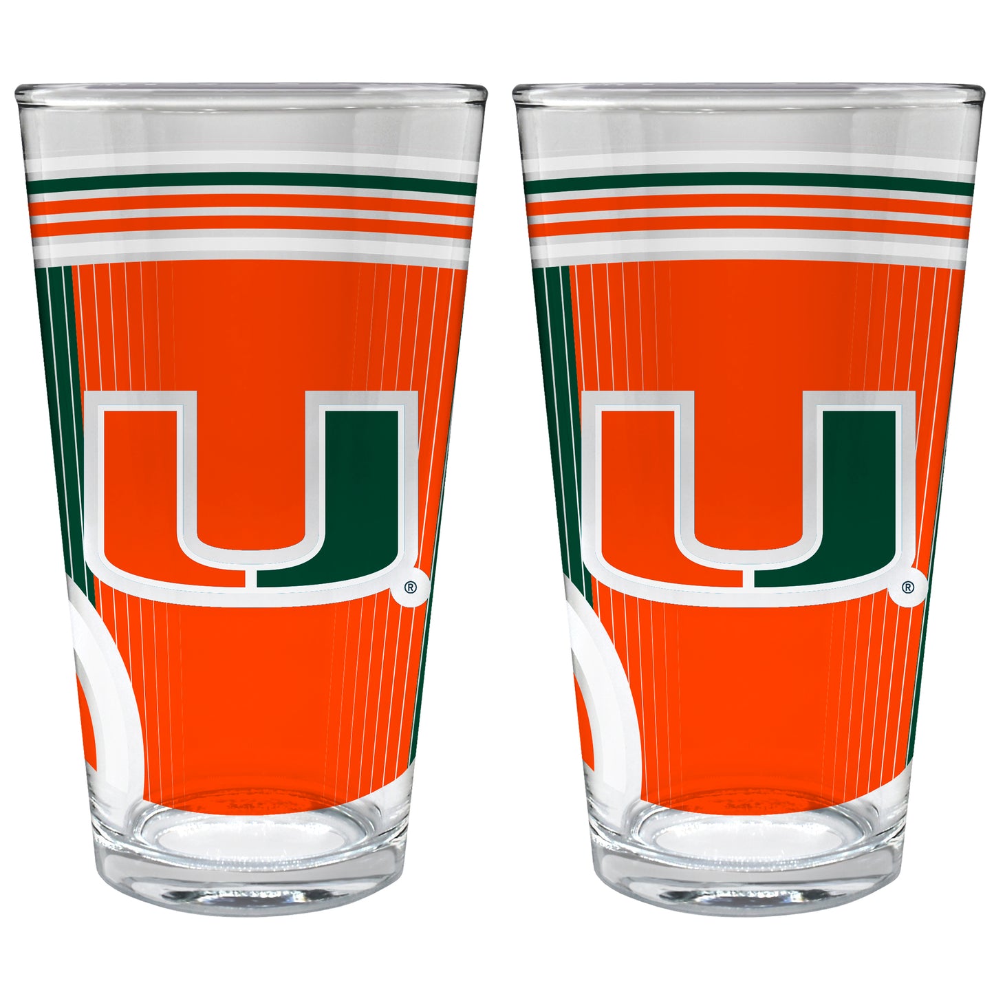 Miami Hurricanes Two-Piece 16oz. Pint Glass Set