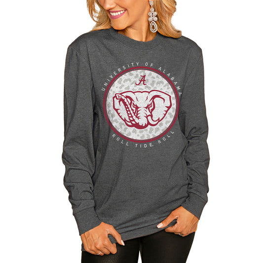 Women's Gameday Couture  Charcoal Alabama Crimson Tide Circle Graphic Fitted Long Sleeve T-Shirt