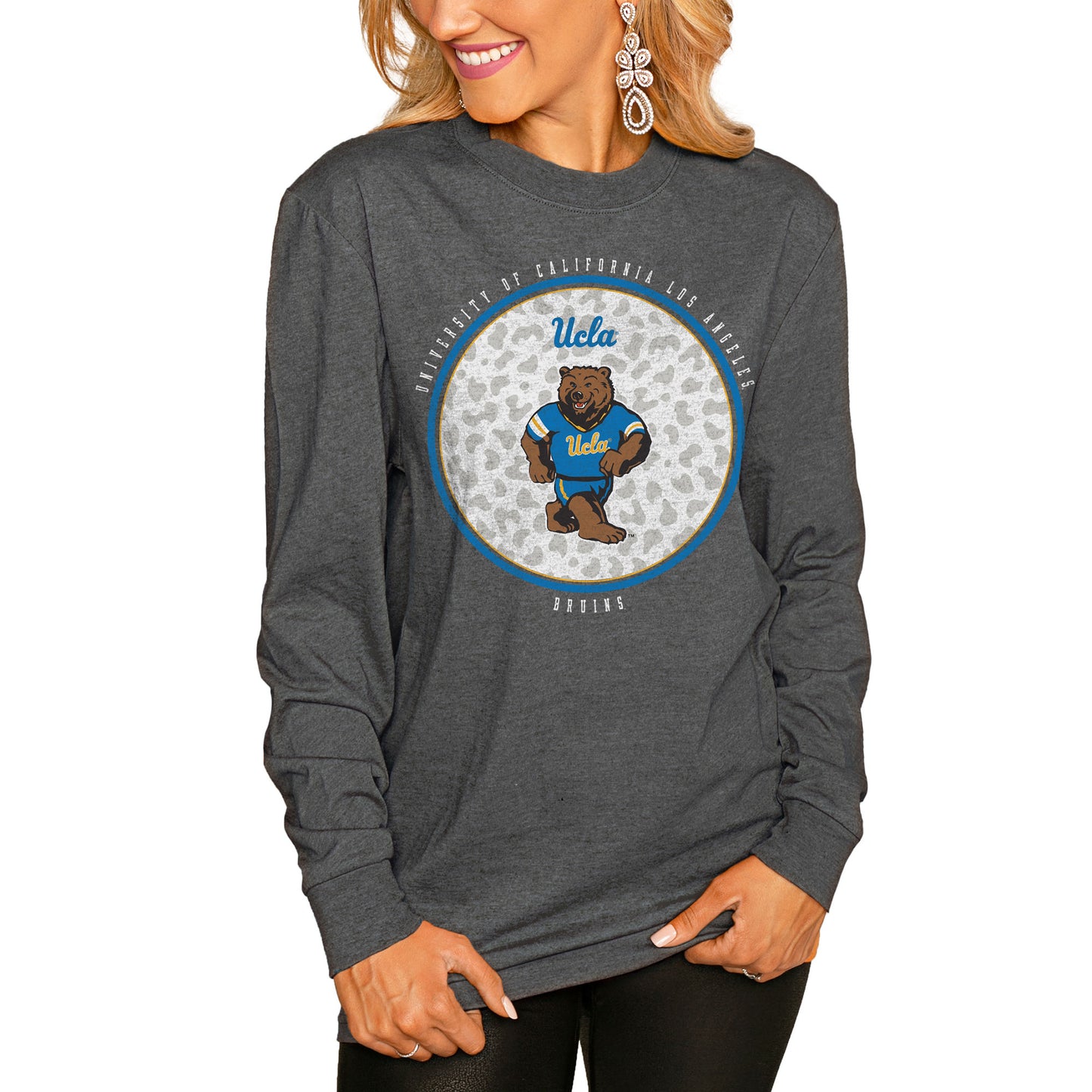 Women's Gameday Couture  Charcoal UCLA Bruins Circle Graphic Fitted Long Sleeve T-Shirt